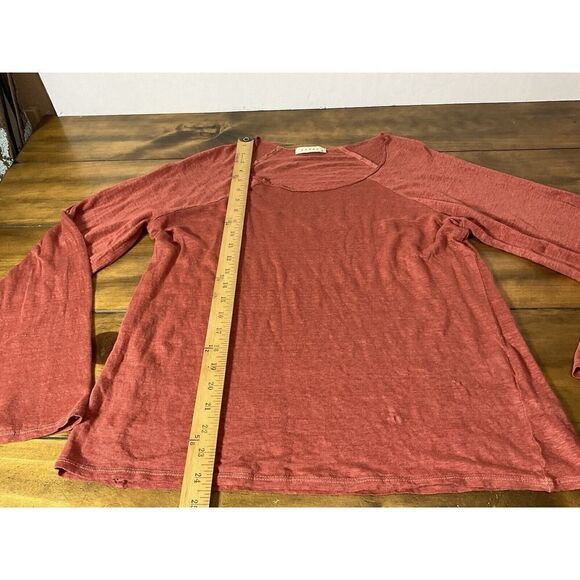 Stark X 100% Linen Bell Sleeve Size Large Red Blouse - Picture 5 of 11